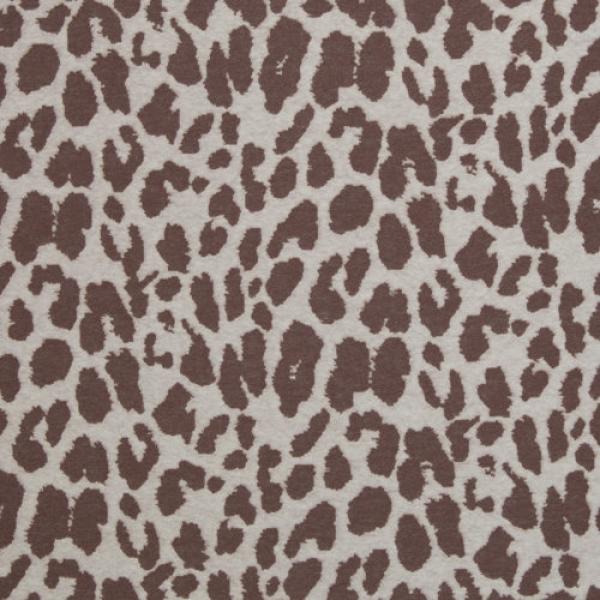 Jacquard-Jersey Ottoman Emily mit braunem Leo auf Naturweiß